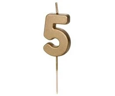 Inspiruj Gimtadienio žvakutė su smeigtuku nr 0 auksinė 4,5cm