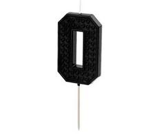 Pro-Line PartyDeco gimtadienio žvakė, numeris 0, 6 cm, juoda, 31692