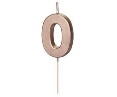 Inspiruj Gimtadienio žvakutė su smeigtuku nr 0 rausvai auksinė 4,5cm