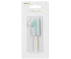 Party Deco Gimtadienio žvakutė su smeigtuku nr 1 žalsva 5,5cm