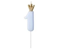 PartyDeco Gimtadienio žvakutė nr 1 melsva 9.5cm