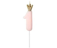 Party Deco Gimtadienio žvakutė nr 1 rausva 9.5cm