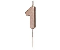 Inspiruj Gimtadienio žvakutė su smeigtuku nr 1 rausvai auksinė 4,5cm