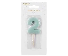 Kacperek Gimtadienio žvakutė su smeigtuku nr 2 žalsva 5,5cm