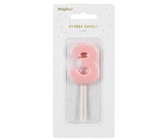 Party Deco Gimtadienio žvakutė su smeigtuku nr 3 rausva 5,5cm