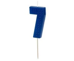 PartyDeco gimtadienio žvakė Nr. 7, 6 cm, mėlyna, 31357