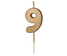 GoDan Gimtadienio žvakutė su smeigtuku nr 9 auksinė 4,5cm