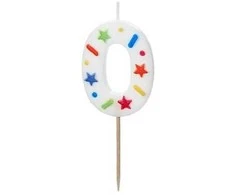 Slowmoose PartyDeco wieczka urodz.Cyfra 0 balta konfetti 5,5cm 39933