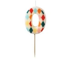 Party Deco PartyDeco gimtadienio žvakė Nr. 0 rombo formos, 55 cm, mišinio spalva 67042