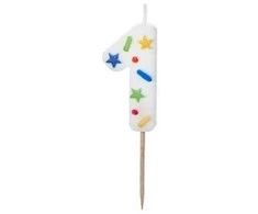 Slowmoose PartyDeco wieczka urodz.Cyfra 1 balta konfetti 5,5cm 39971