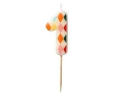 Party Deco PartyDeco gimtadienio žvakė Nr. 1, rombo formos, 55 cm, mišinio spalva 67080