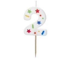 Slowmoose PartyDeco wieczka urodz.Cyfra 2 balta konfetti 5,5cm 40014