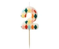 Party Deco PartyDeco gimtadienio žvakė Nr. 2, rombo formos, 55 cm, mišinio spalva 67127