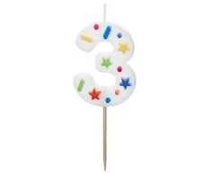 Slowmoose PartyDeco wieczka urodz.Cyfra 3 balta konfetti 5,5cm 40052