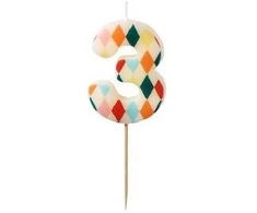 Party Deco PartyDeco gimtadienio žvakė Nr. 3, rombo formos, 55 cm, mišinio spalva 67165
