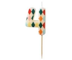 Party Deco PartyDeco gimtadienio žvakė Nr. 4, rombo formos, 55 cm, mišinio spalva 67202