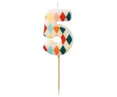 Party Deco PartyDeco gimtadienio žvakė Nr. 5, rombo formos, 55 cm, mišinio spalva 67240
