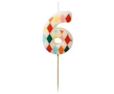 Party Deco PartyDeco gimtadienio žvakė Nr. 6, rombo formos, 55 cm, mišinio spalva 67288