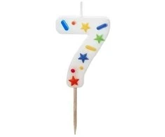 Slowmoose PartyDeco wieczka urodz.Cyfra 7 balta konfetti 5,5cm 40212