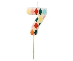 Party Deco PartyDeco gimtadienio žvakė Nr. 7, rombo formos, 55 cm, mišinio spalva 67325