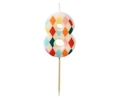 Party Deco PartyDeco gimtadienio žvakė Nr. 8, rombo formos, 55 cm, mišinio spalva 67363