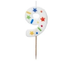 Slowmoose PartyDeco wieczka urodz.Cyfra 9 balta konfetti 5,5cm 40298