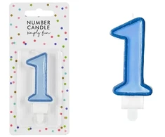 PartyDeco Gimtadienio žvakutė nr 1 melsva 7cm
