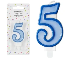 PartyDeco Gimtadienio žvakutė nr 5 melsva 7cm