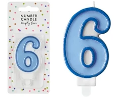 PartyDeco Gimtadienio žvakutė nr 6 melsva 7cm