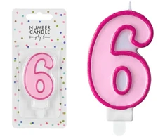 PartyDeco Gimtadienio žvakutė nr 6 rausva 7cm