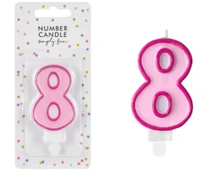 PartyDeco Gimtadienio žvakutė nr 8 rausva 7cm