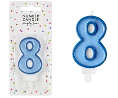 PartyDeco Gimtadienio žvakutė nr 8 melsva 7cm