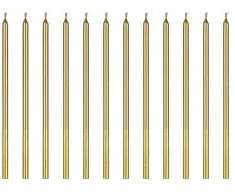 Party Deco Žvakutės gimtadienio 12 vnt 14cm auksinės