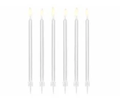 Party Deco Žvakutės gimtadienio 12 vnt 14cm baltos