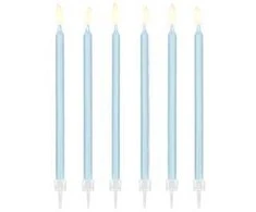 Party Deco Žvakutės gimtadienio 12 vnt 14cm melsvos