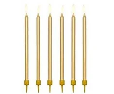Party Deco Gimtadienio žvakutės auksinės 12 vnt 12.5cm