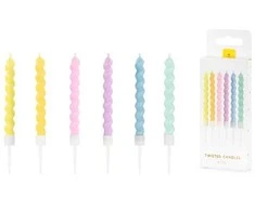 PartyDeco Žvakutės gimtadienio 6 vnt 8,5cm spiralinės spalvotos
