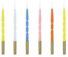 Party Deco Žvakutės gimtadienio 6 vnt 14cm spiralinės spalvotos
