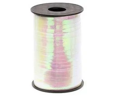 Party Deco Juostelė balionams rausvai balta 5mm/225m blizganti