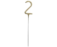 PartyDeco Zimne ognie Cyfra 2 auksinė 15cm 79694