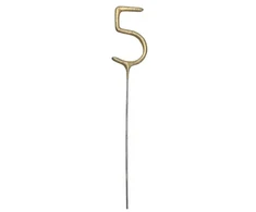 PartyDeco Zimne ognie Cyfra 5 auksinė 15cm 98947