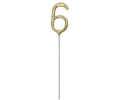 PartyDeco Blizgučiai Skaičius 6 auksinės 15 cm 99050