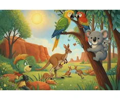 Trefl Dėlionė 100 vnt. - Treflikai laukinėje gamtoje: Koala ir kengūra
