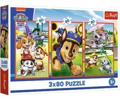 Dėlionė TREFL PAW PATROL Dėlionių rinkinys „Šunyčių komanda“, 3 x 80 det.