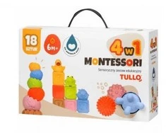 AM Tullo TULLO 613 Sensoriniai blokai, piramidė, sensoriniai kamuoliukai, gyvūnai - Montessori edukacinis rinkinys 18 vnt.