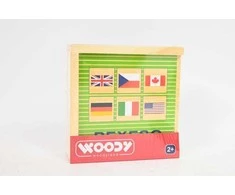 Woody 93058 Eco Wooden lavinantis atminties žaidimas - Vėliavos (44vnt) vaikams nuo 3 metų (12x12cm)