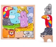 Dėlionė Woody Puzzle kształtów - Zwierzęta 91995