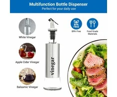Acto buteliukas dozatorius jūsų virtuvei – 300 ml nerūdijančio plieno ir stiklo – aukščiausios kokybės dizainas – piltuvelis pridedamas