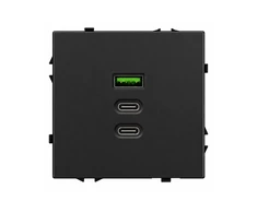 Greito krovimo USB rozetė su A+C+C jungtimis Feelspot FSACC65B, 65 W, juoda
