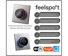 Programuojamas termostatas Feelspot WTH08.16G WiFi, pilkas, Tuya, Smart Life